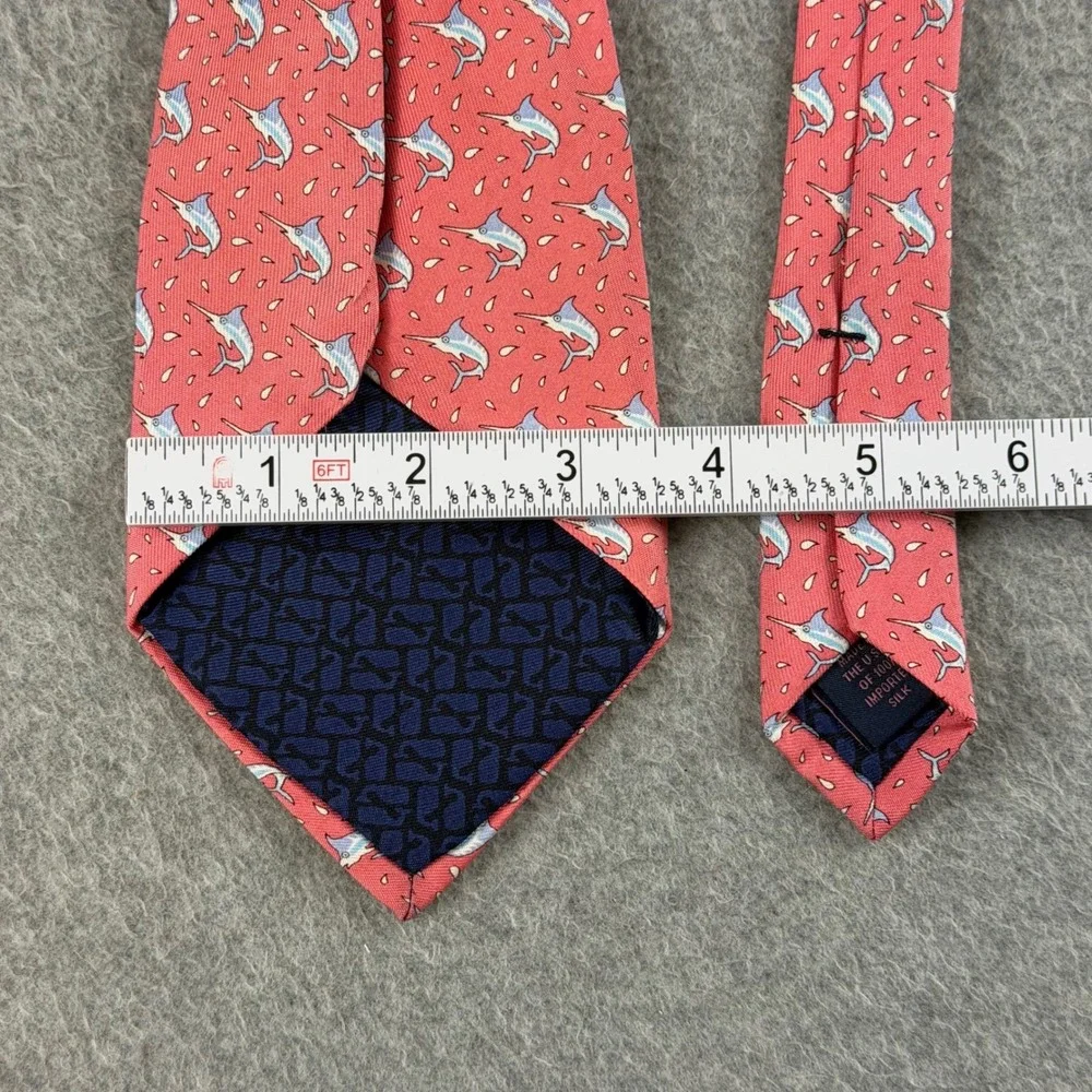 Vineyard Vines Kids Silk Tie Coral Pink Marlin Fish Nautical Hand Made 51x3.5